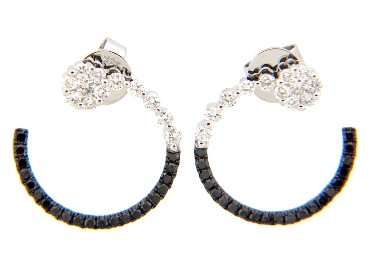 BLACK & WHITE DIAMOND EARRING, 14KW (R/N)