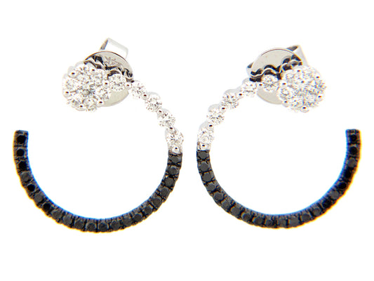 BLACK & WHITE DIAMOND EARRING, 14KW (R/N)