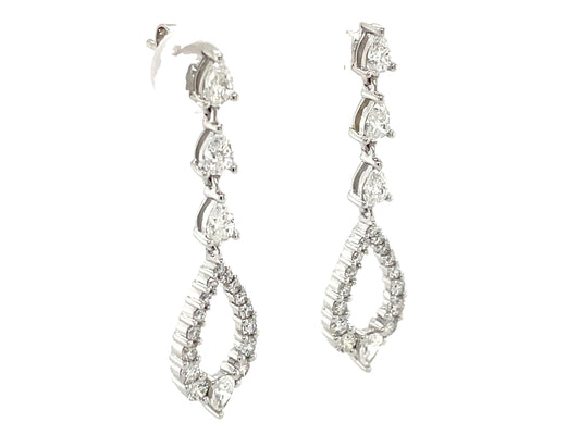 DIAMOND OVAL DROP EARRING, 36MM