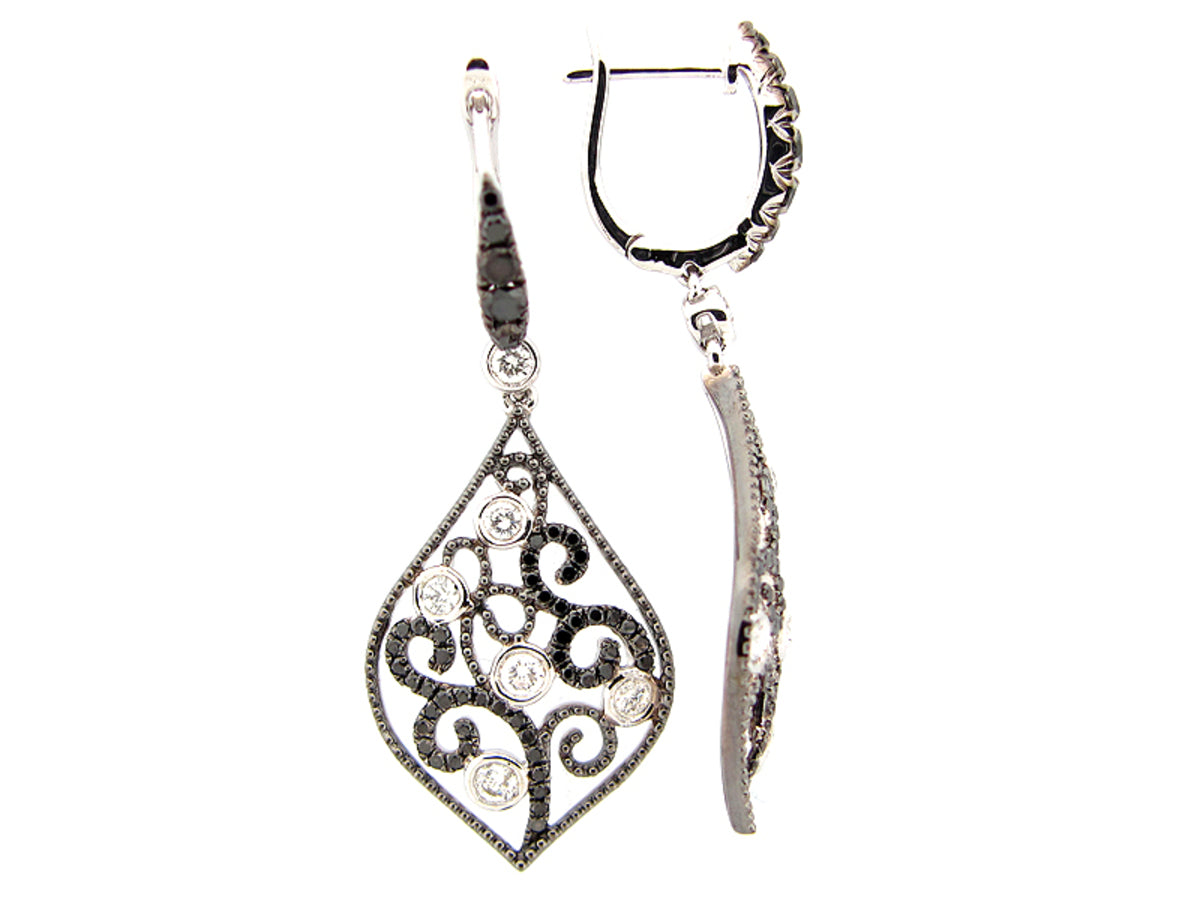 BLACK & WHITE DIAMOND EARRING, 14KW (R/N)