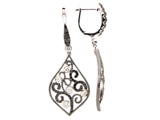 BLACK & WHITE DIAMOND EARRING, 14KW (R/N)
