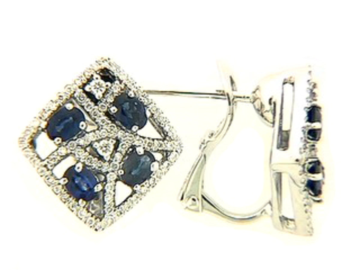 SAPPHIRE & DIAMOND EARRING, 18KW (H)