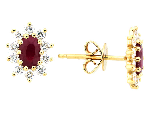 RUBY & DIAMOND EARRING, 14KY (H)