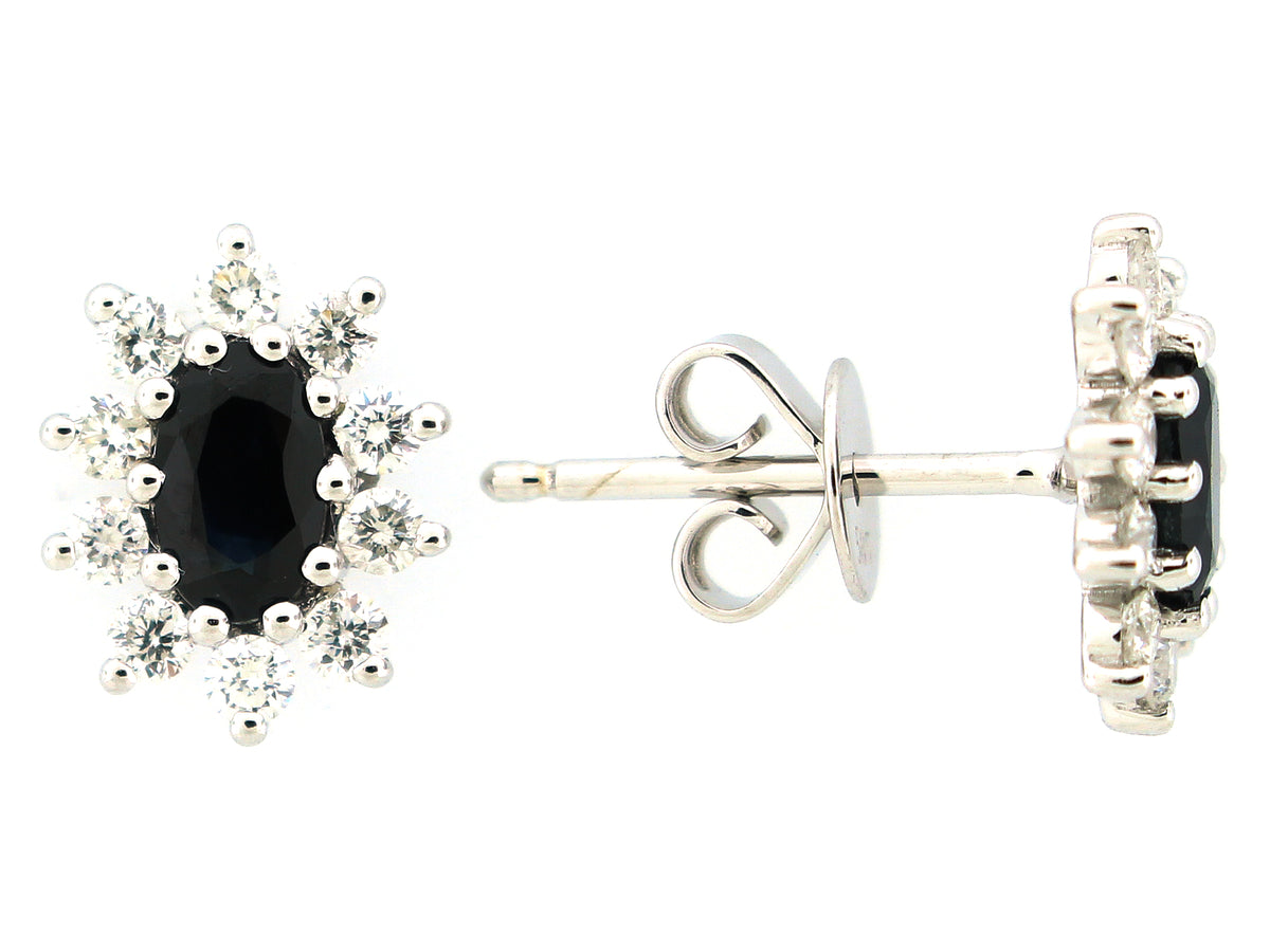 SAPPHIRE & DIAMOND EARRING, 14KW (H)