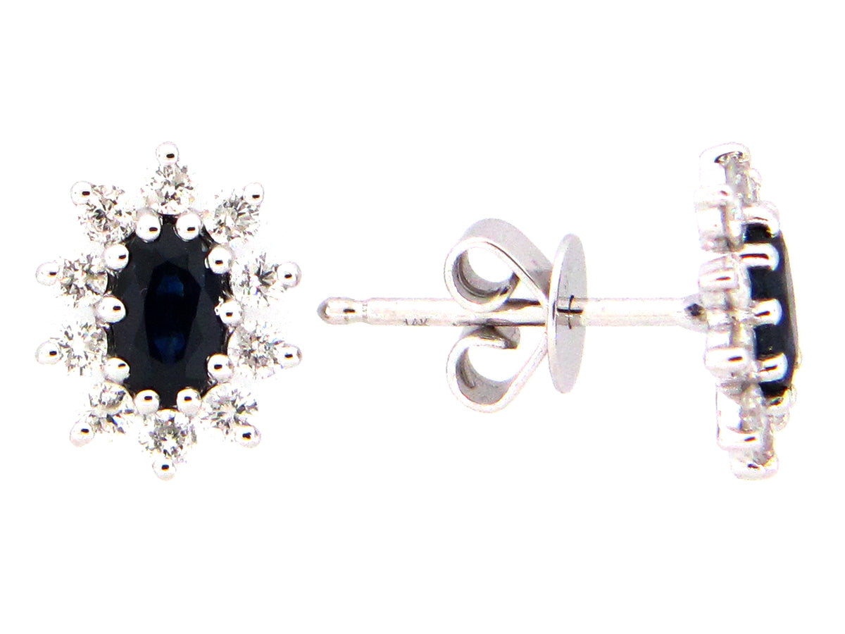 SAPPHIRE & DIAMOND EARRING, 14KW (H)
