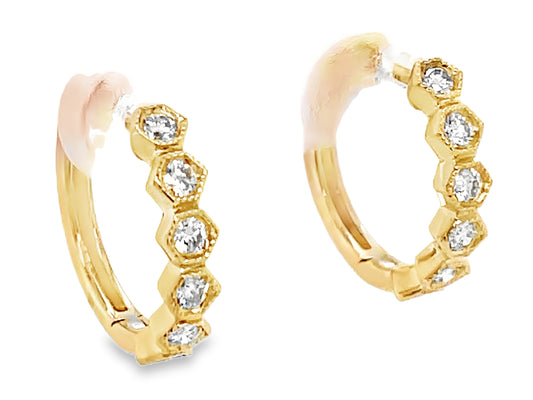 DIAMOND HONEYCOMB HOOP EARRING, 16MM