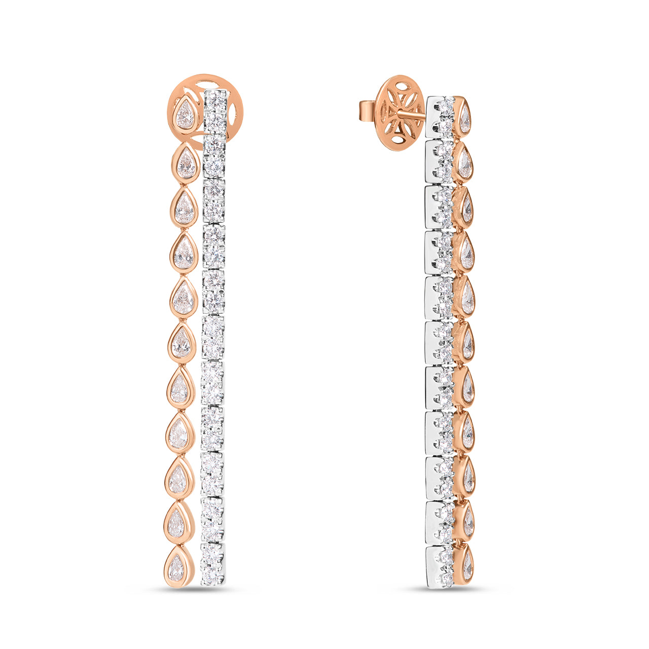 Diamond Pear & Round Duet Dangle Earring