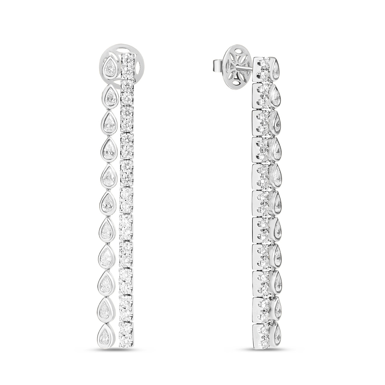 Diamond Pear & Round Duet Dangle Earring