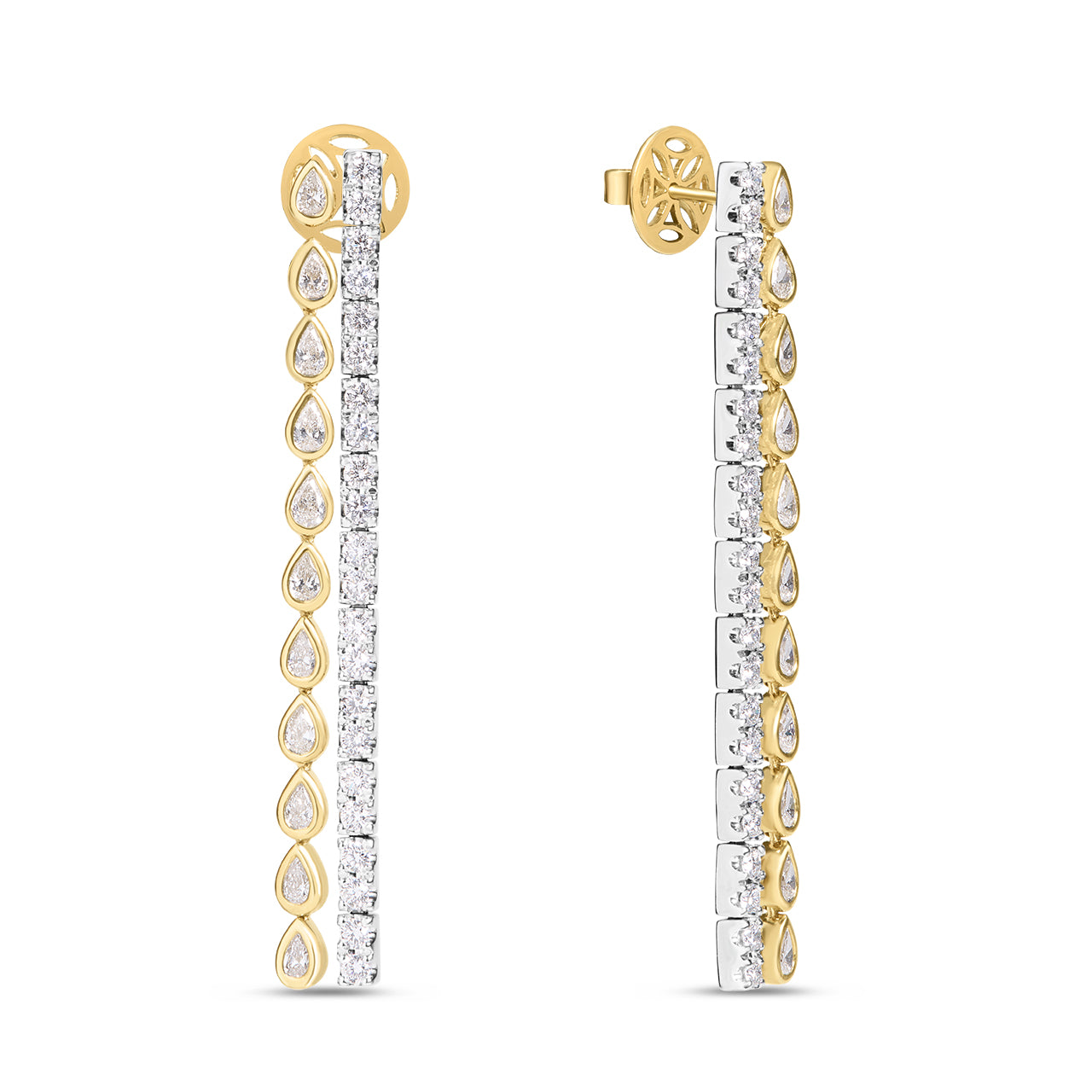 Diamond Pear & Round Duet Dangle Earring