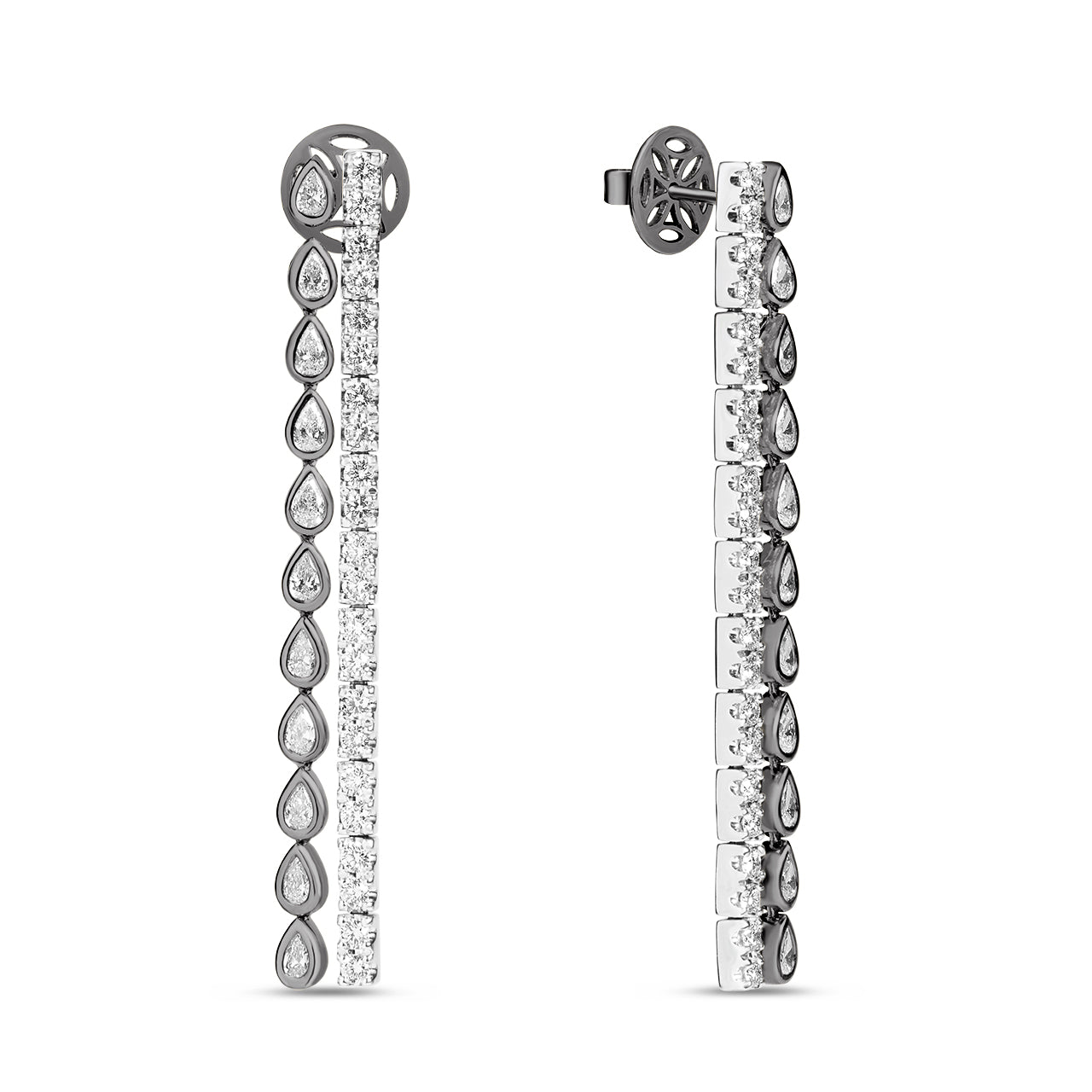 Diamond Pear & Round Duet Dangle Earring