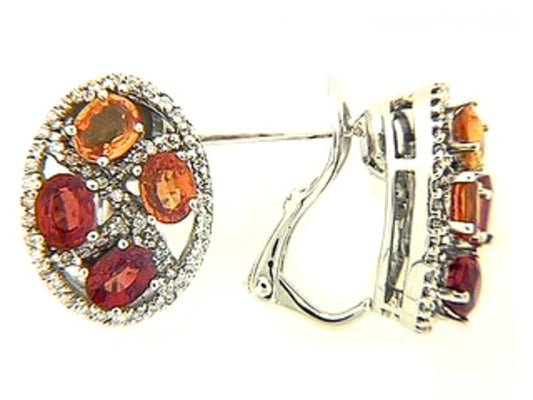 ORANGE SAPPHIRE & DIAMOND EARRING, 18KW (H/U)