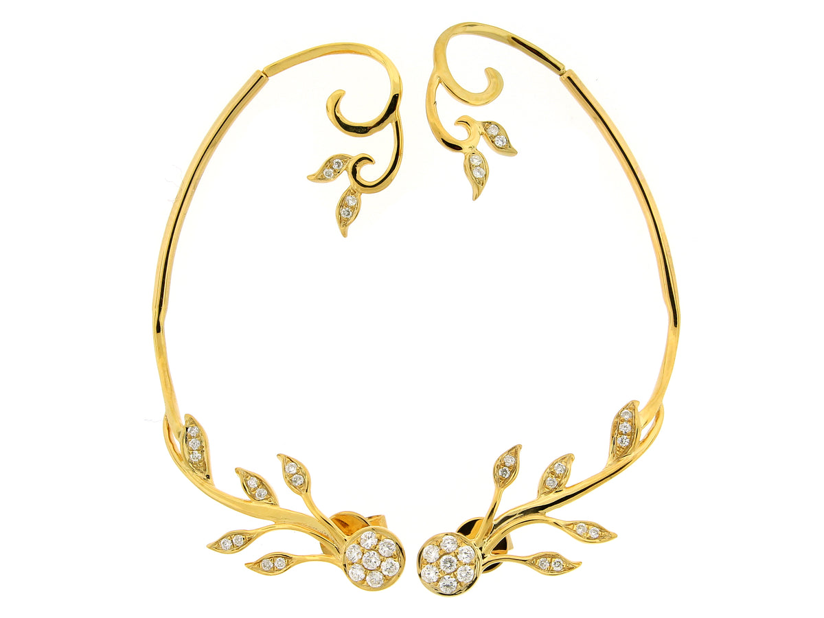DIAMOND LEAF CLIMBER EARRING, 14KY(N)