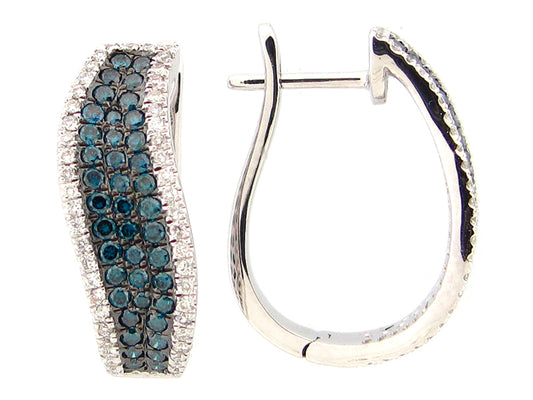 IRR  BLUE & WHITE DIAMOND EARRING, 14KW (R)