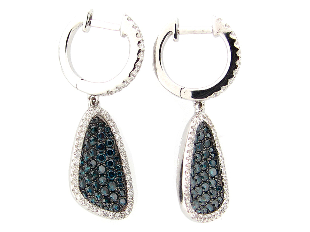 IRR BLUE & WHITE DIAMOND EARRING, 14KW (R)