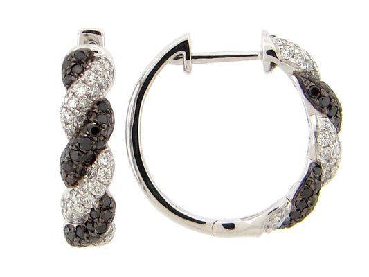BLACK & WHITE DIAMOND EARRING, 14KW (R)