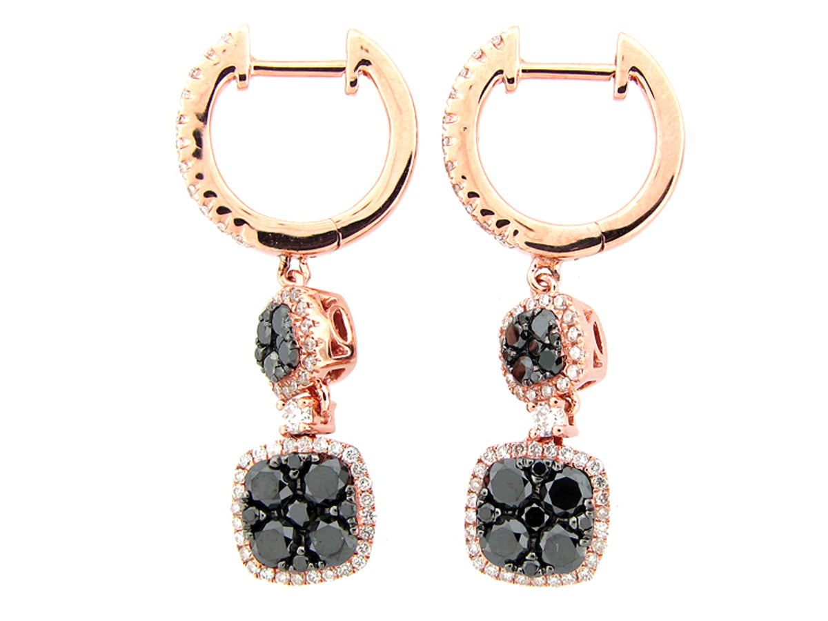 BLACK & WHITE DIAMOND EARRING, 14KR (R/H)