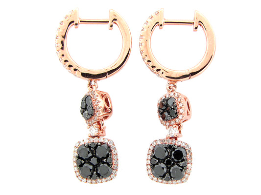 BLACK & WHITE DIAMOND EARRING, 14KR (R/H)