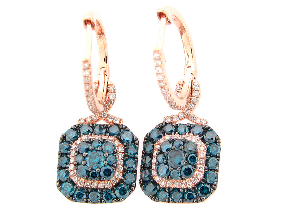 IRR BLUE & WHITE DIAMOND EARRING, 14KR (R)