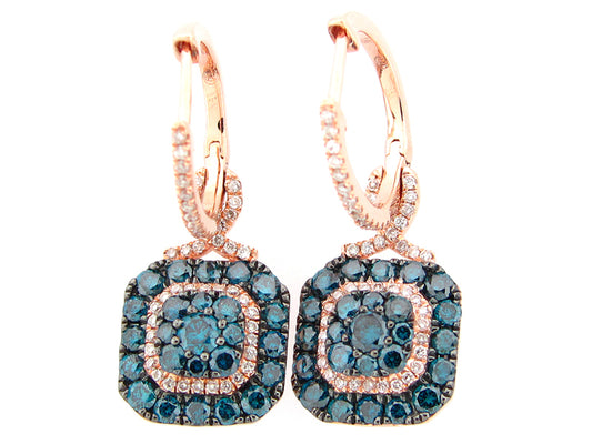 IRR BLUE & WHITE DIAMOND EARRING, 14KR (R)