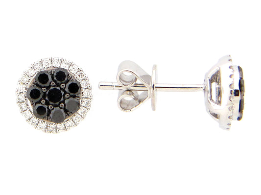 BLACK & WHITE DIAMOND EARRING, 14KW (R)