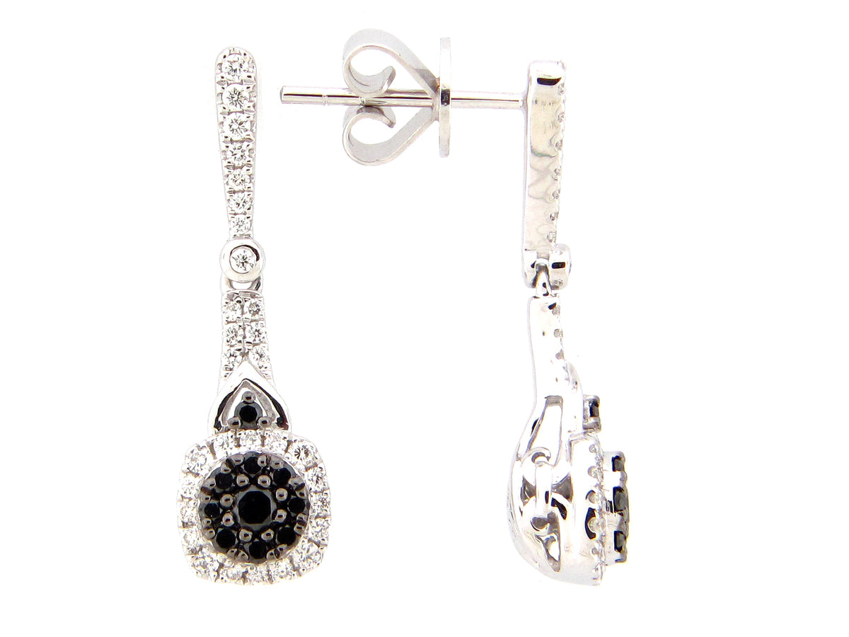 BLACK & WHITE DIAMOND EARRING, 14KW (R)