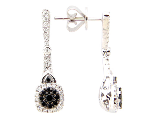 BLACK & WHITE DIAMOND EARRING, 14KW (R)