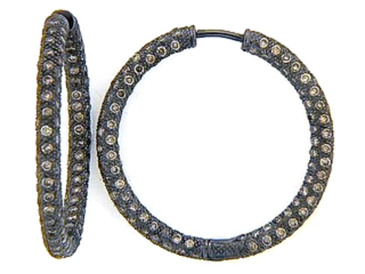 BROWN DIAMOND EARRING, 18KW (N), D=4.10