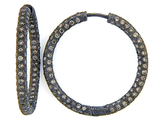 BROWN DIAMOND EARRING, 18KW (N), D=4.10