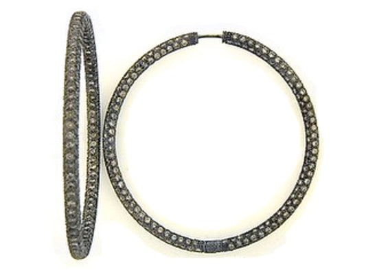 BROWN DIAMOND EARRING, 18KW (N), D=11.50