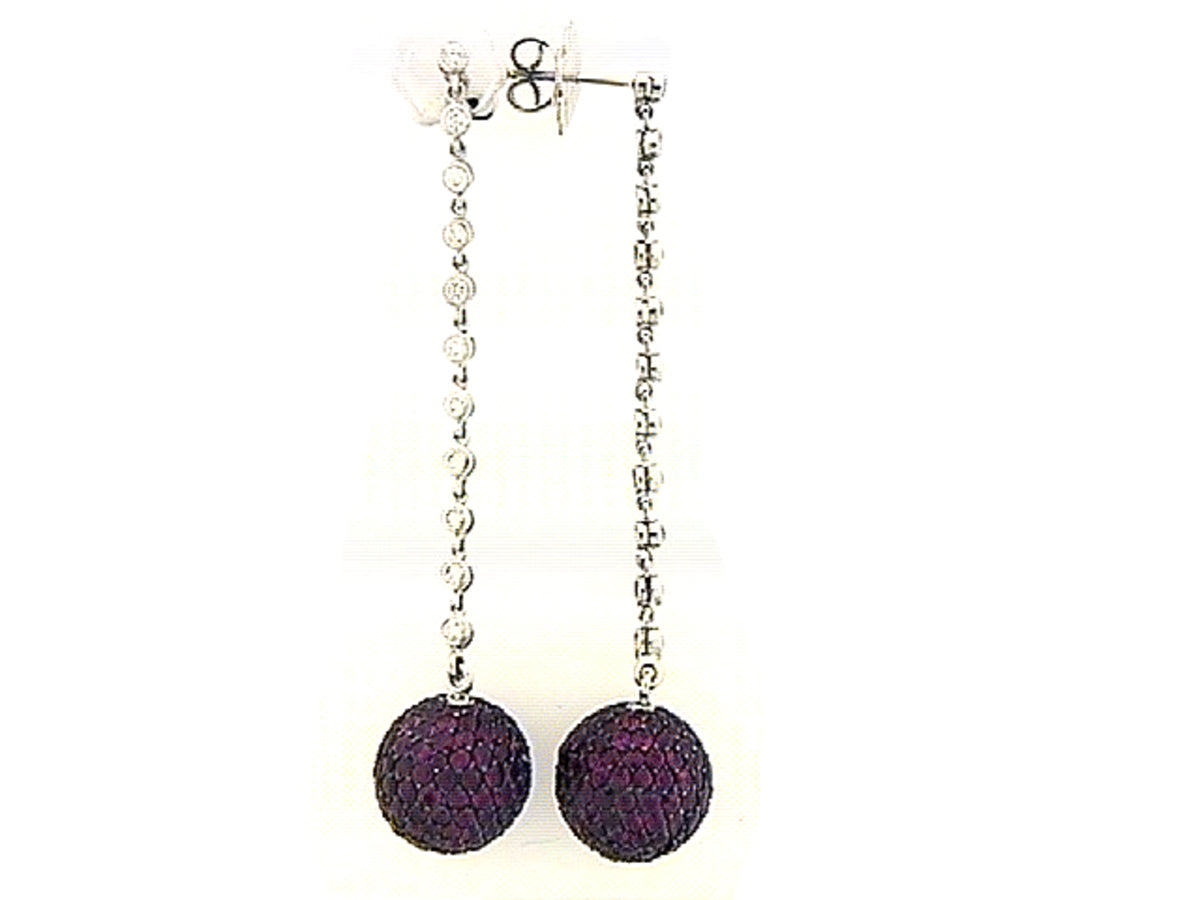 RUBY & DIAMOND EARRING, 18KW (H)