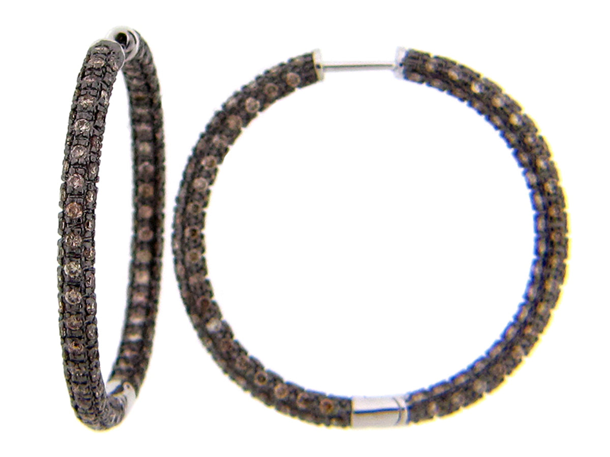 BROWN DIAMOND EARRING, 18KW (N)