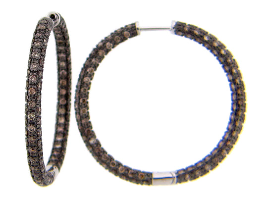 BROWN DIAMOND EARRING, 18KW (N)