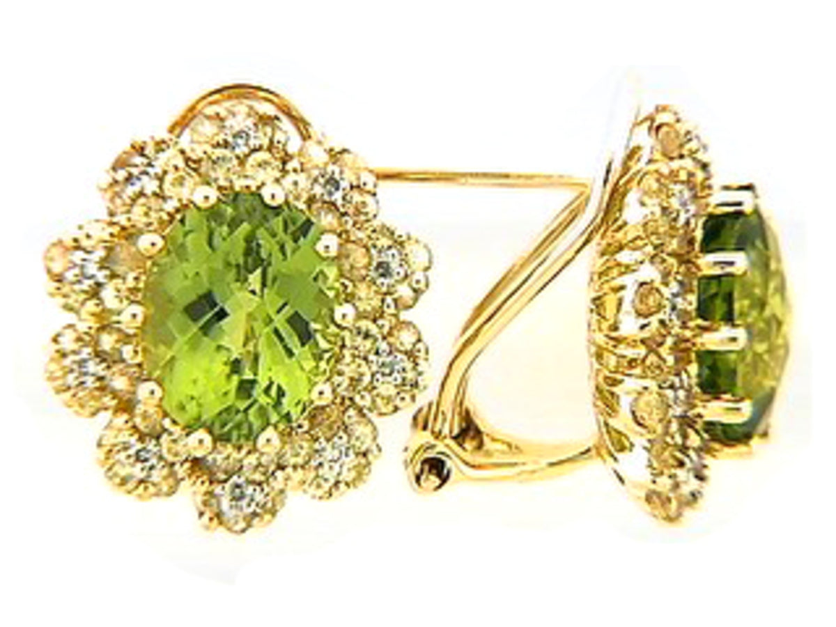CHB PERIDOT, YELLOW SAPPHIRE & DIAMOND EARRING, 18KY (N/H)