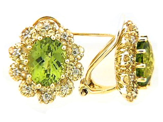 CHB PERIDOT, YELLOW SAPPHIRE & DIAMOND EARRING, 18KY (N/H)