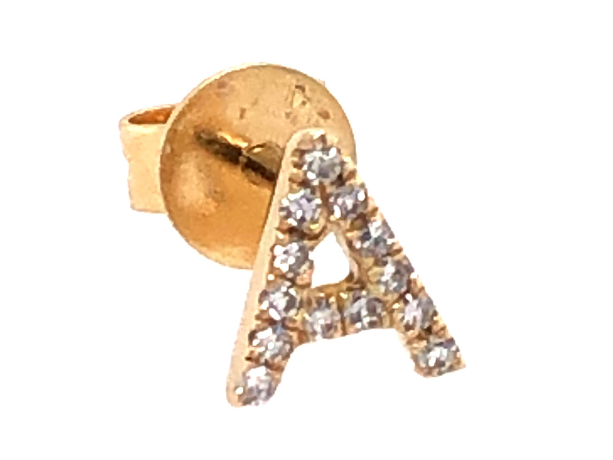 DIAMOND LETTER A SINGLE STUD EARRING