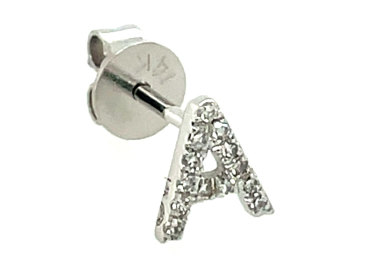 DIAMOND LETTER A SINGLE STUD EARRING