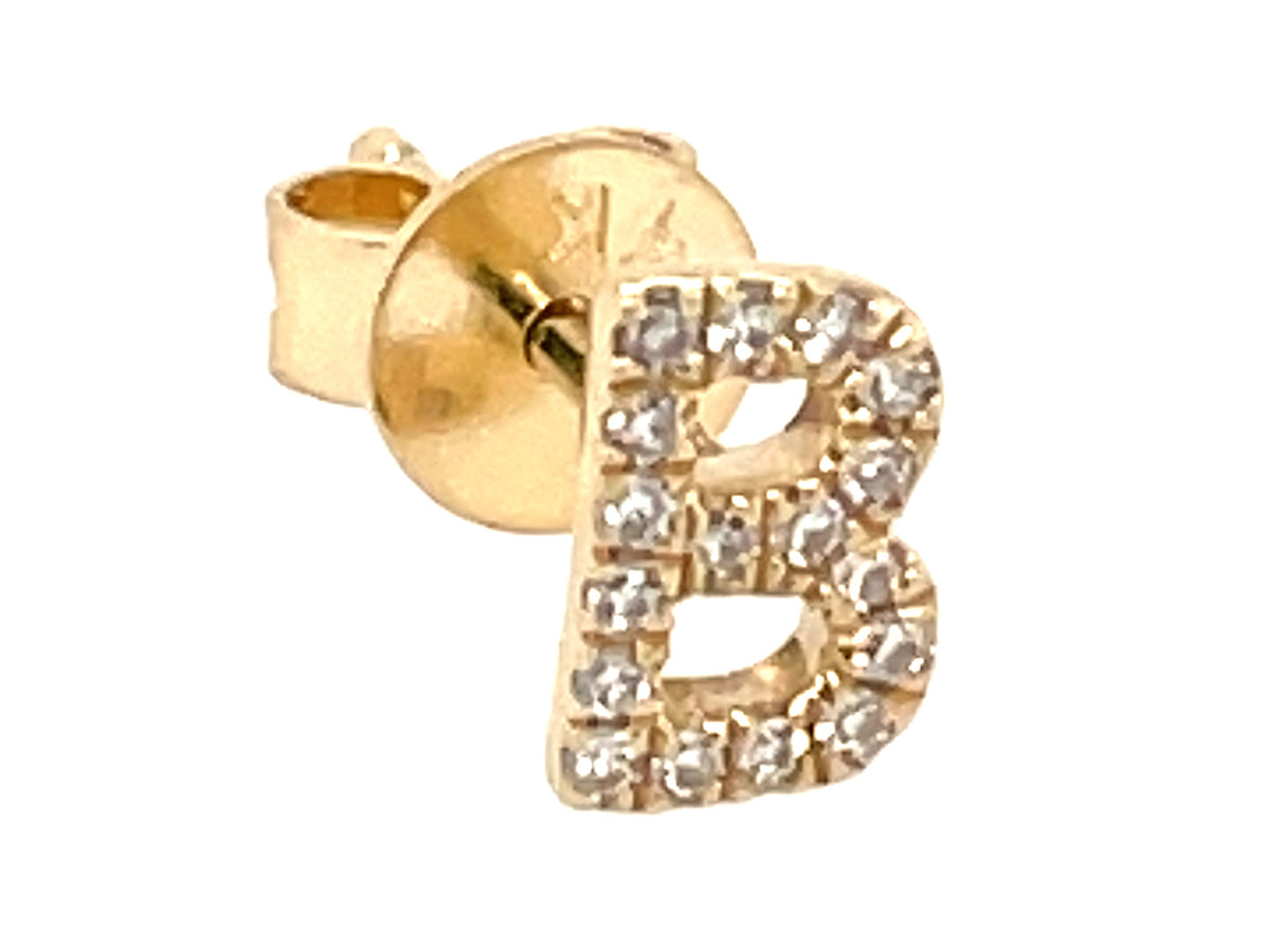 DIAMOND LETTER B SINGLE STUD EARRING