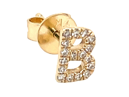 DIAMOND LETTER B SINGLE STUD EARRING