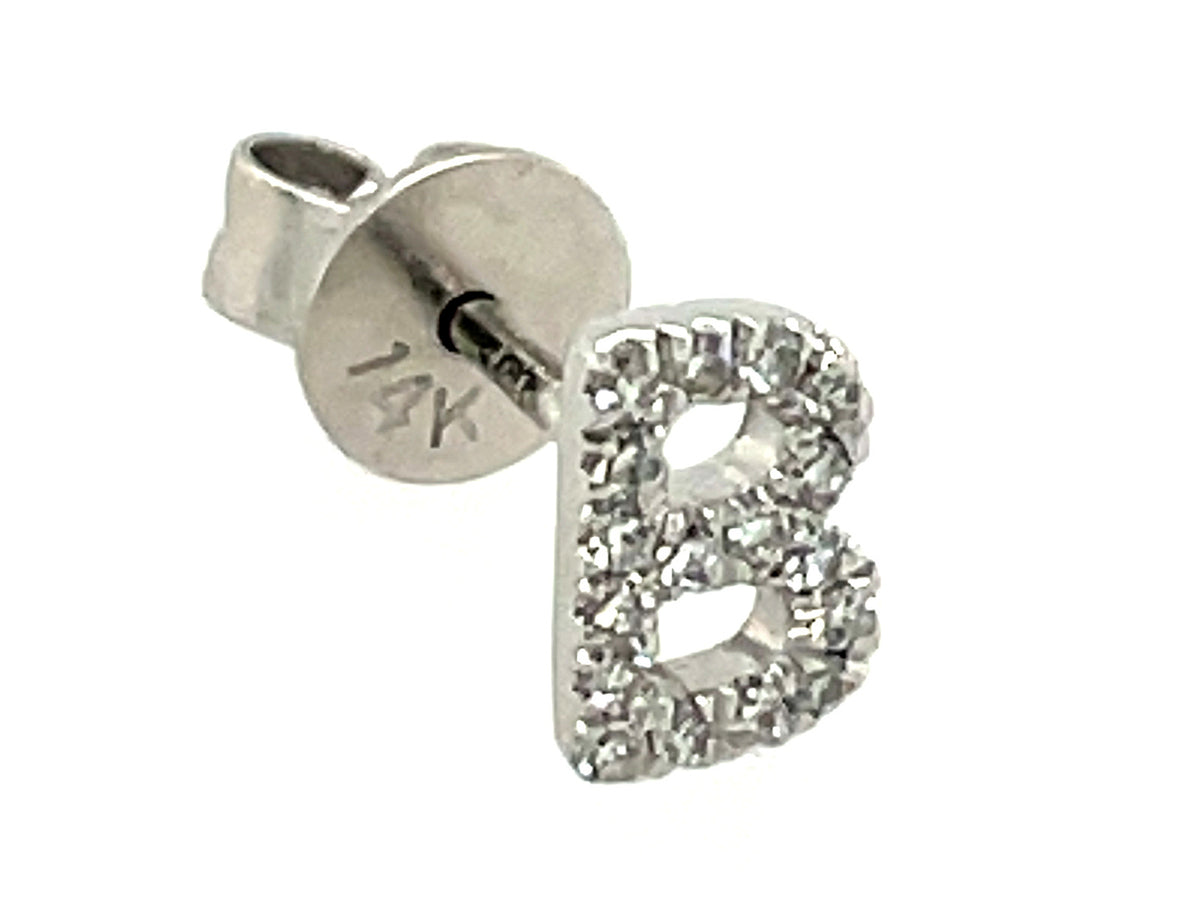 DIAMOND LETTER B SINGLE STUD EARRING