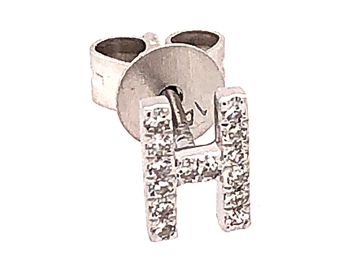 Diamond Letter H Single Stud Earring, 14kw (N)