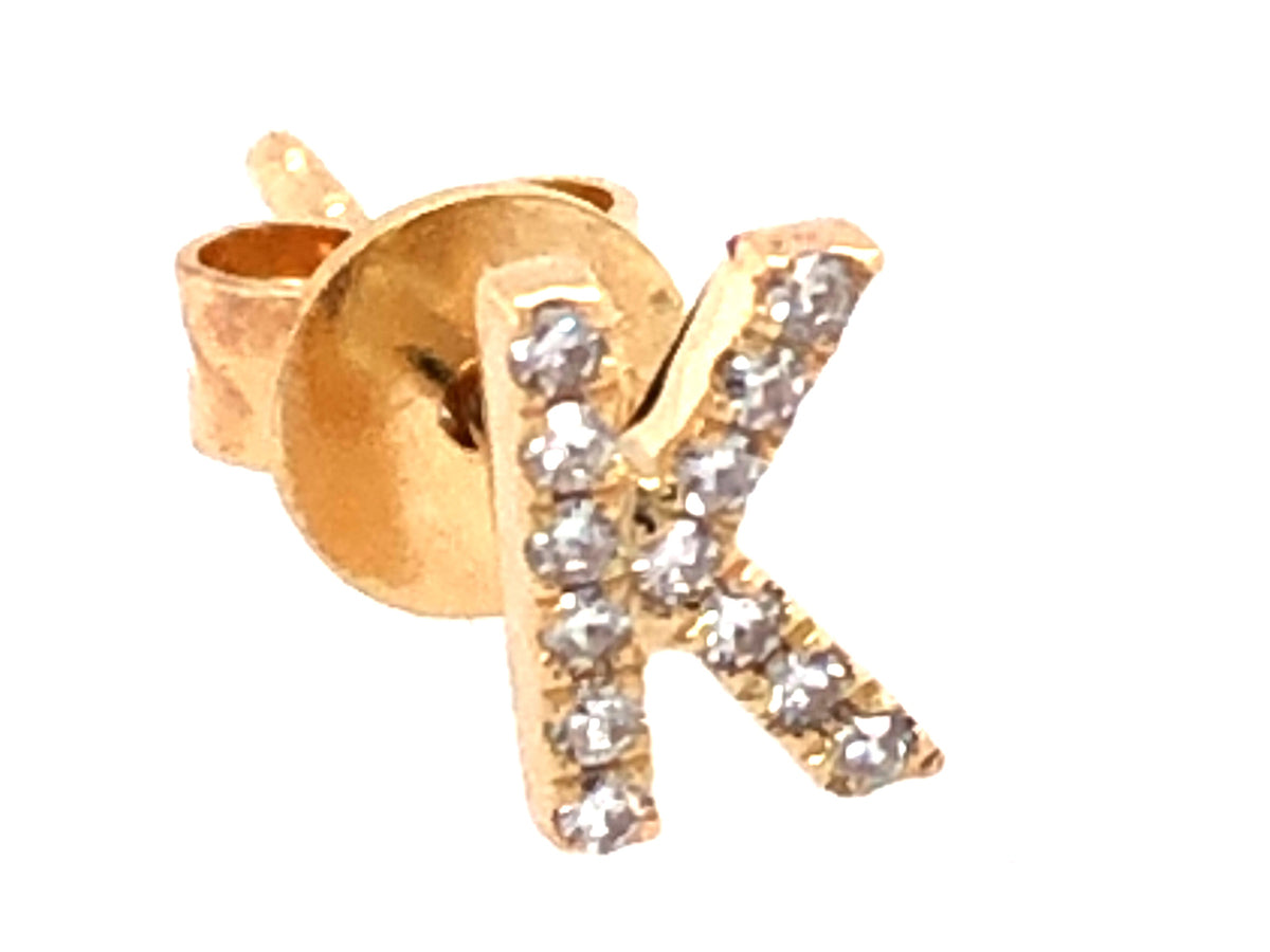 DIAMOND LETTER K SINGLE STUD EARRING