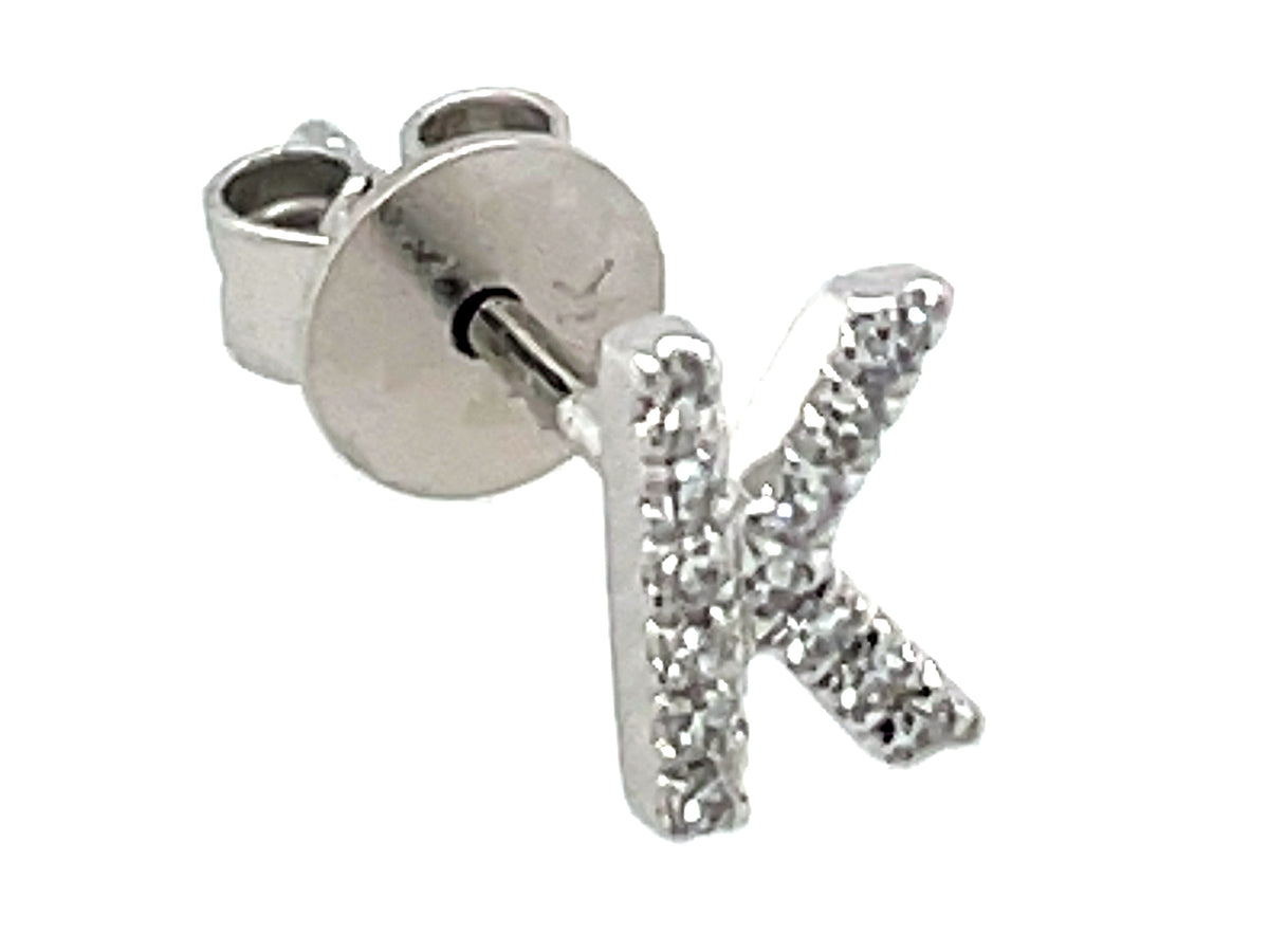 DIAMOND LETTER K SINGLE STUD EARRING