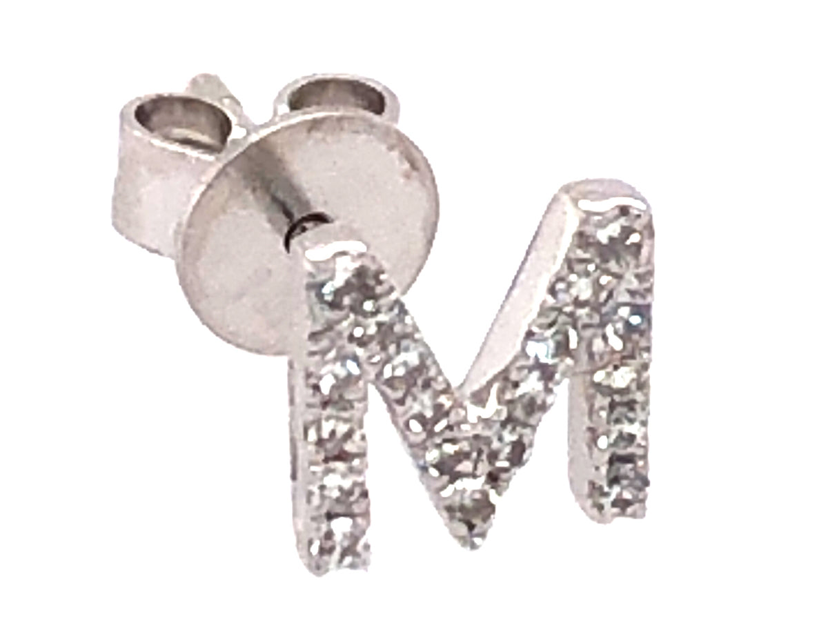 DIAMOND LETTER M SINGLE STUD EARRING