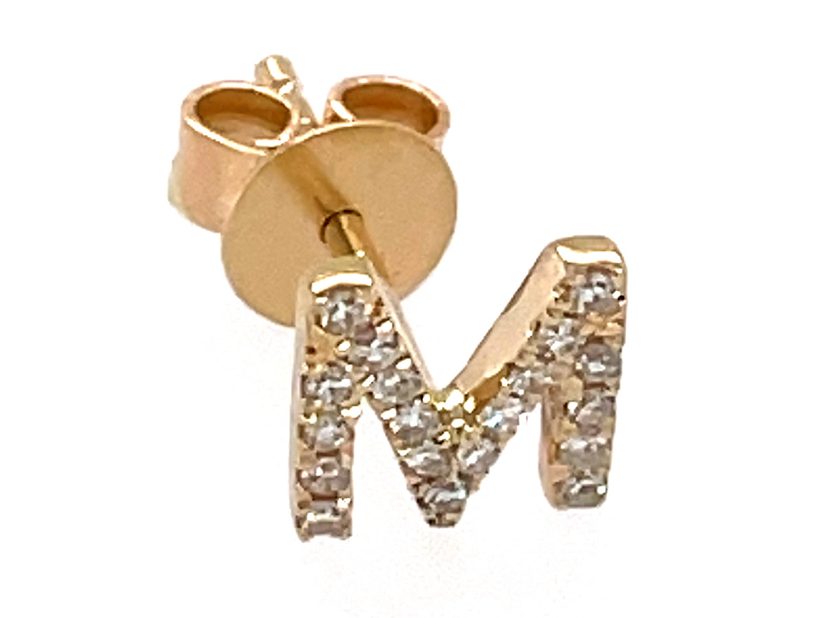 DIAMOND LETTER M SINGLE STUD EARRING