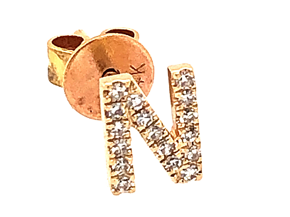 DIAMOND LETTER N SINGLE STUD EARRING