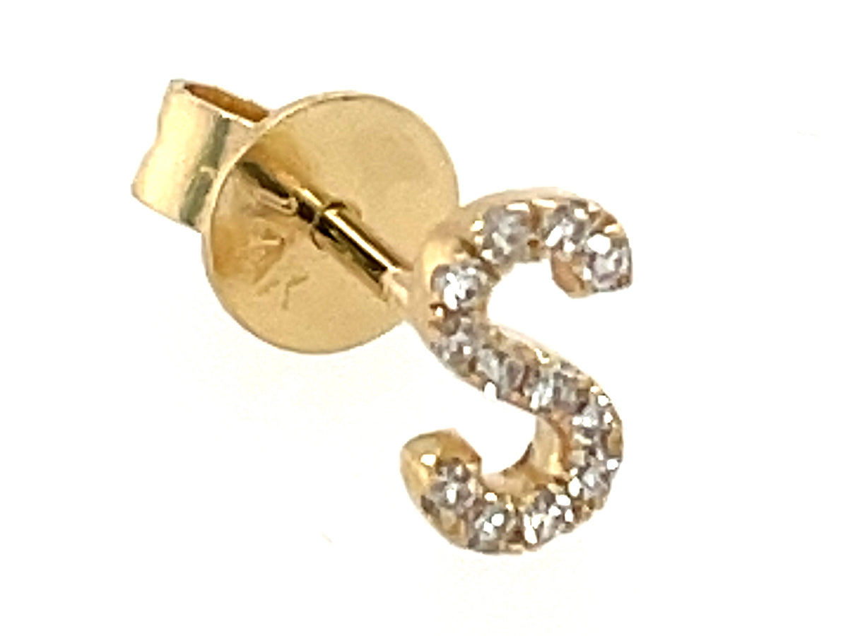 DIAMOND LETTER S SINGLE STUD EARRING