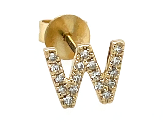 DIAMOND LETTER W SINGLE STUD EARRING