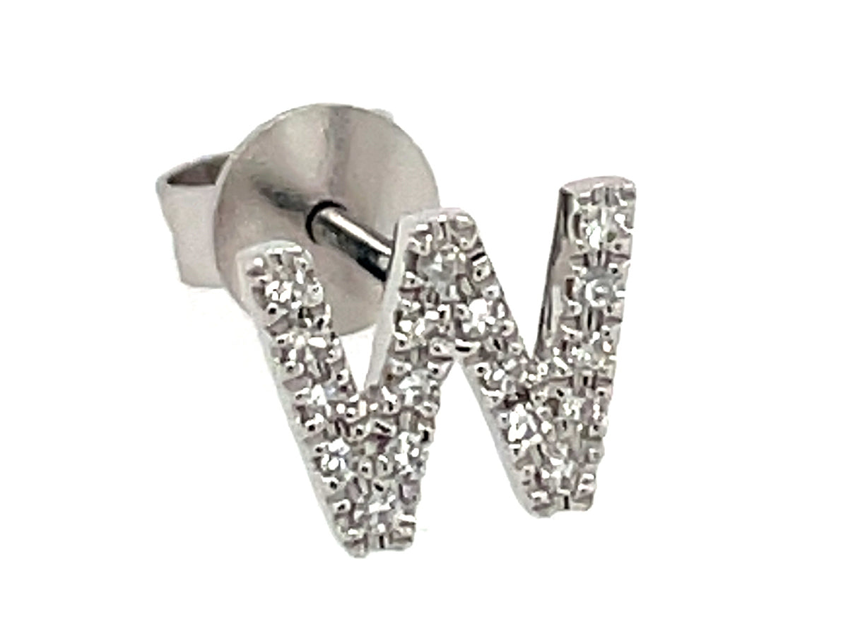 DIAMOND LETTER W SINGLE STUD EARRING