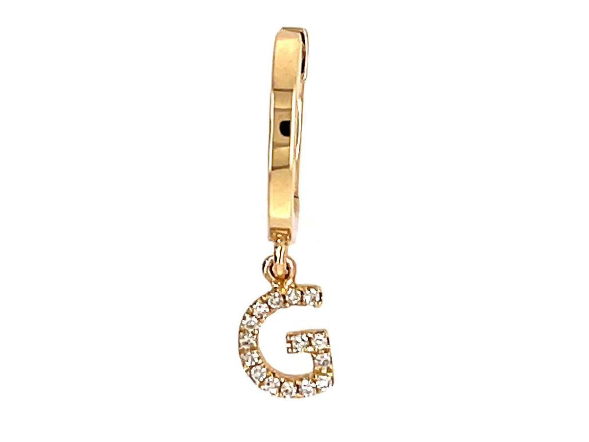 DIAMOND LETTER G SINGLE DANGLE EARRING, 14KY (N)