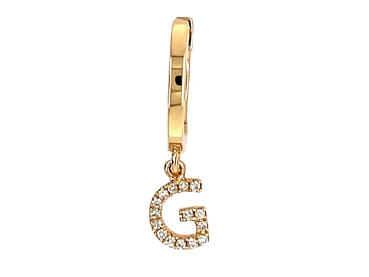 DIAMOND LETTER G SINGLE DANGLE EARRING, 14KY (N)